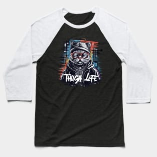 Cool Cat Thug Life Design Baseball T-Shirt